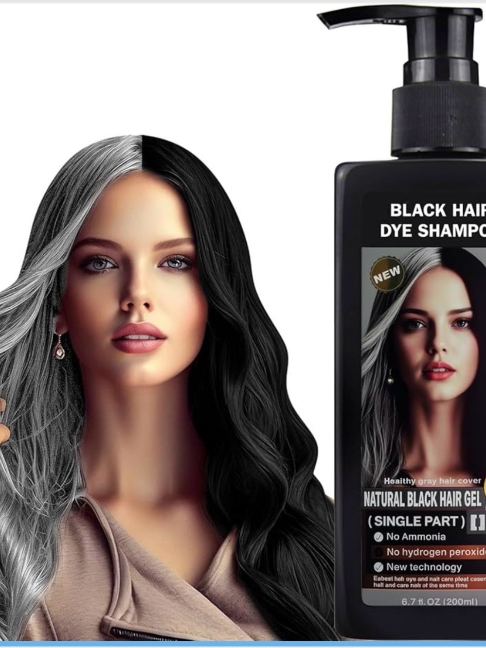 Black Hair Dye Shampoo Gel – Natural Black